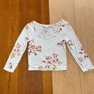 American Rag Floral Long Sleeve Women’s Tee - White and Pink